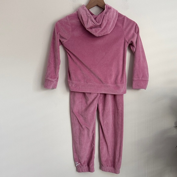 Nike Velour Sweatsuit Girls Pink Hoodie Jogger Pants Set 6X - Picture 2 of 8